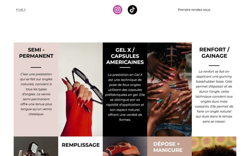 Aperçu : Site vitrine et réservation en ligne pour une prothésiste ongulaire